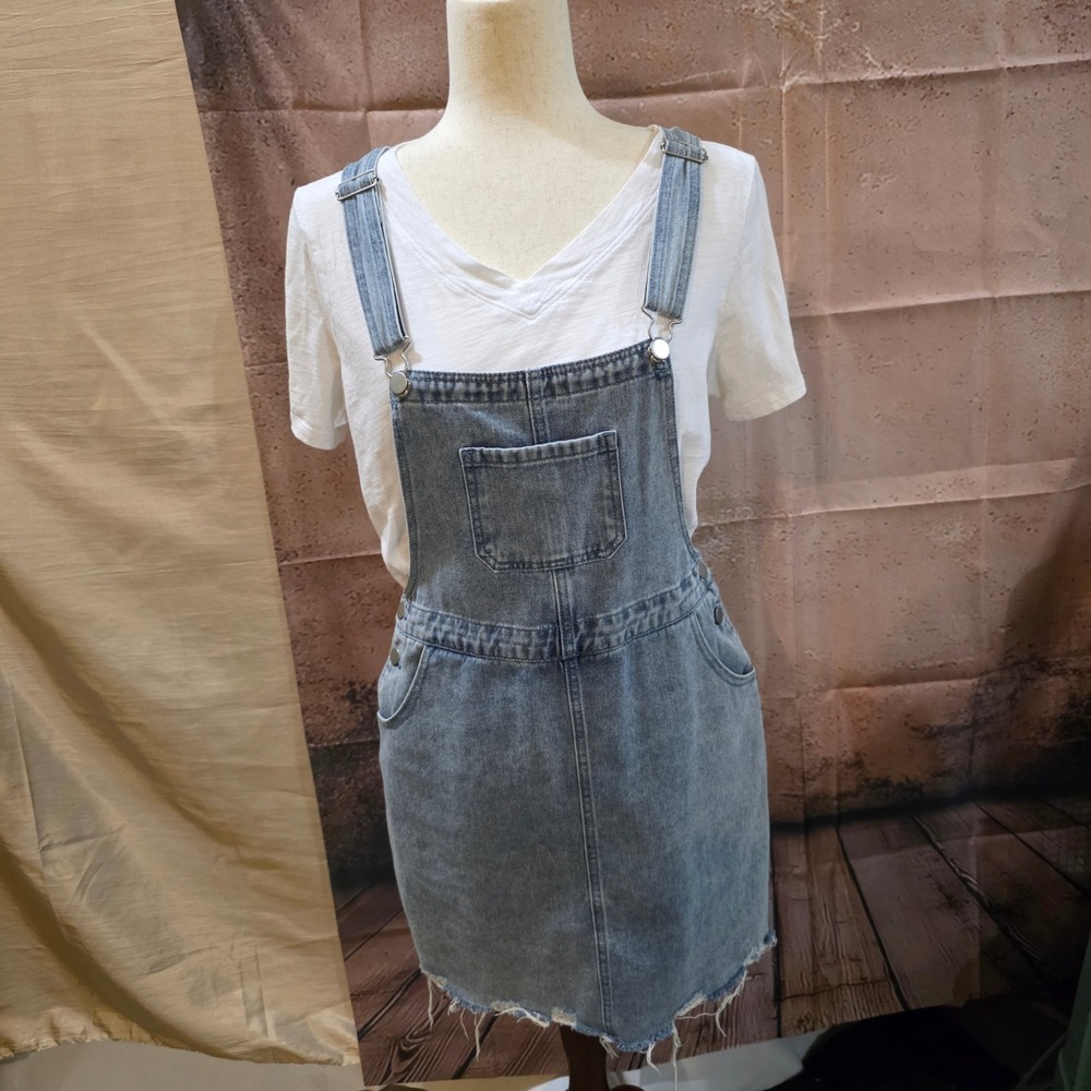 Eileen‎ Fisher White Tee & Hayden Los Angeles Denim Overall Dress Bundle Small